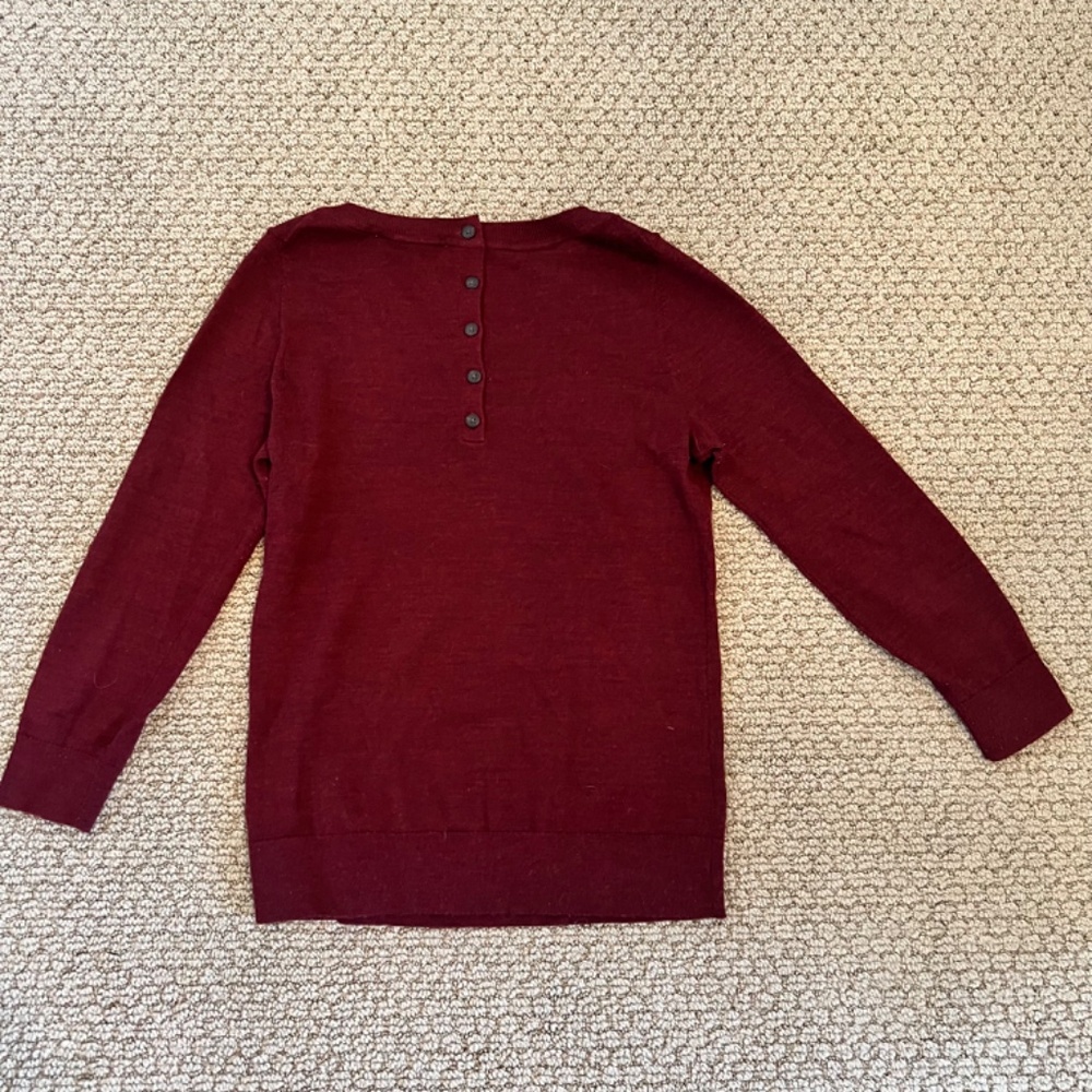 Ann Taylor Loft Maroon Button Back Sweaterxs - image 4